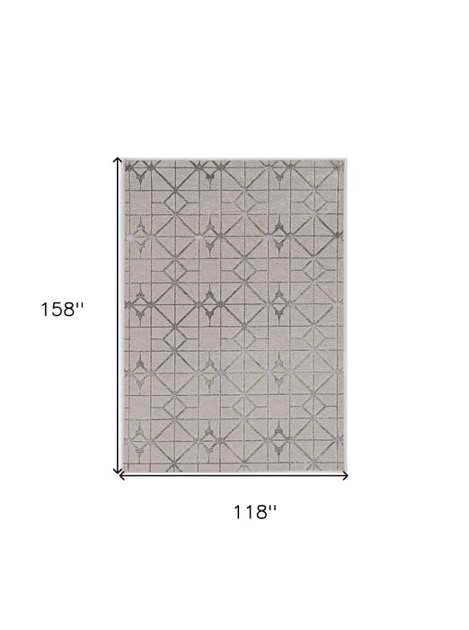 10' x 13' Machine Woven Geometric Indoor Area Rug - Ivory Silver