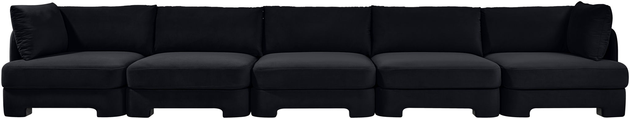 Meridian Furniture Hammond velvet performance fabric 5-piece sectional sofa with upholstered cushions and modern design.