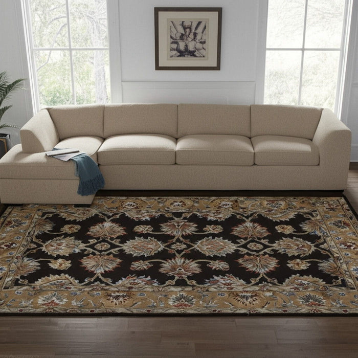 8' X 10' Floral Hand Tufted Area Rug - Brown
