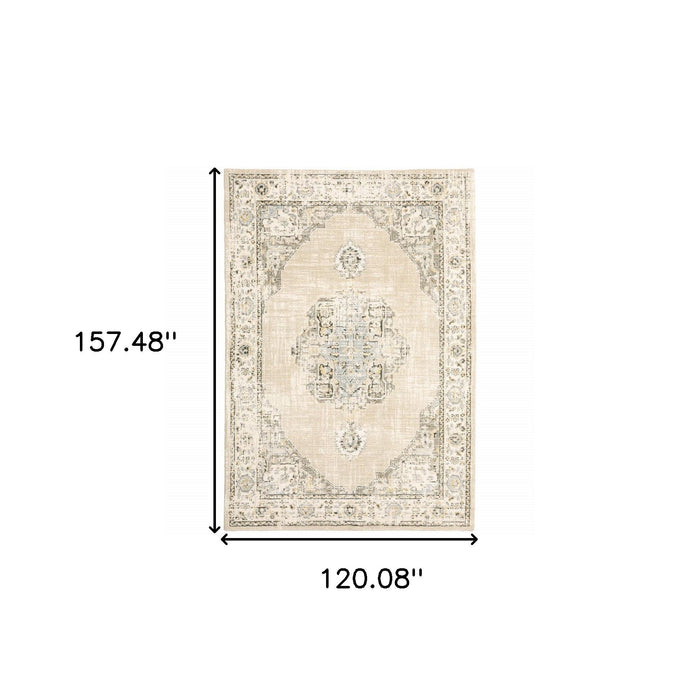10' x 14' Center Jewel Area Rug - Beige And Ivory