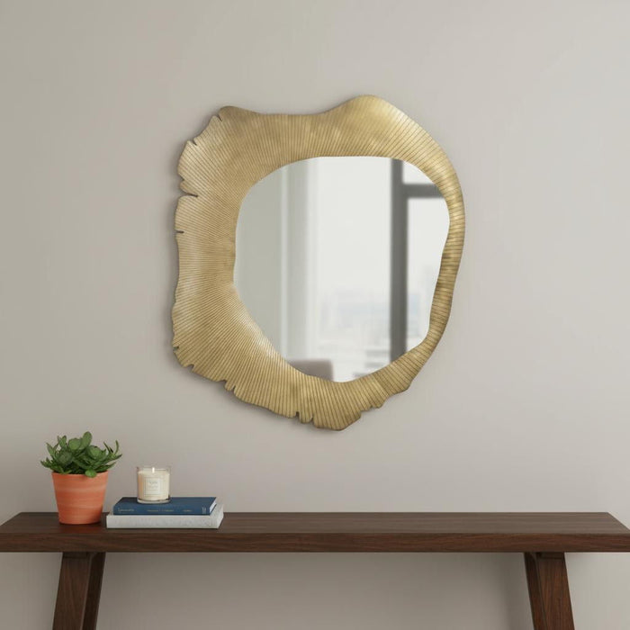 40" Abstract Brass Iron Framed Accent Mirror - Bronze