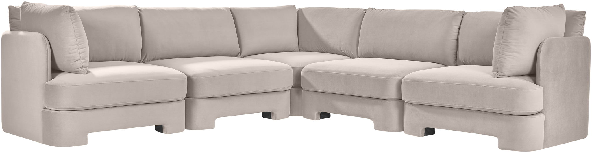 Meridian Furniture Hammond velvet performance fabric 5-piece corner sectional sofa with plush upholstery and modern design.