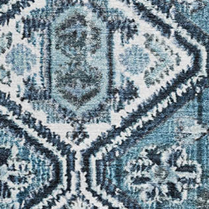 10' X 14' Geometric Washable Area Rug With UV Protection (705149) - Blue / Ivory