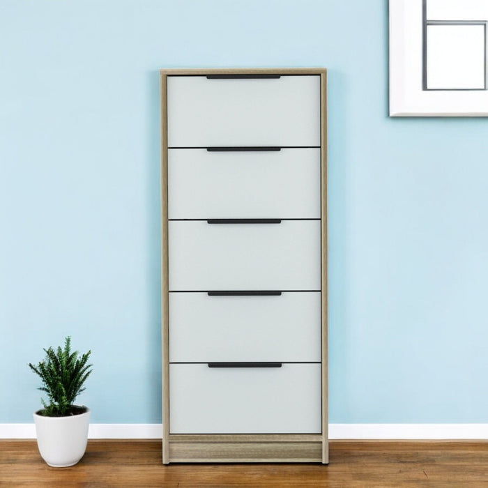 Five Drawer Chest - Brown / White