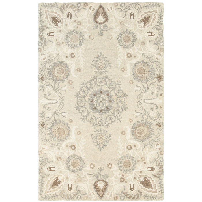 8' X 10' Scandinavian Wool Floral Hand Tufted Area Rug - Sand