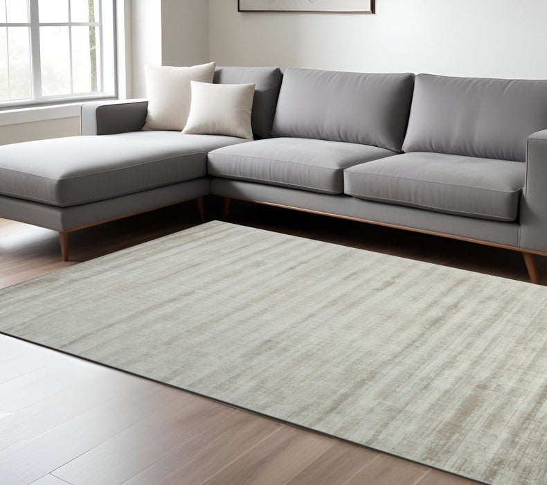 9' X 12' Abstract Hand Woven Area Rug - Ivory And Gray