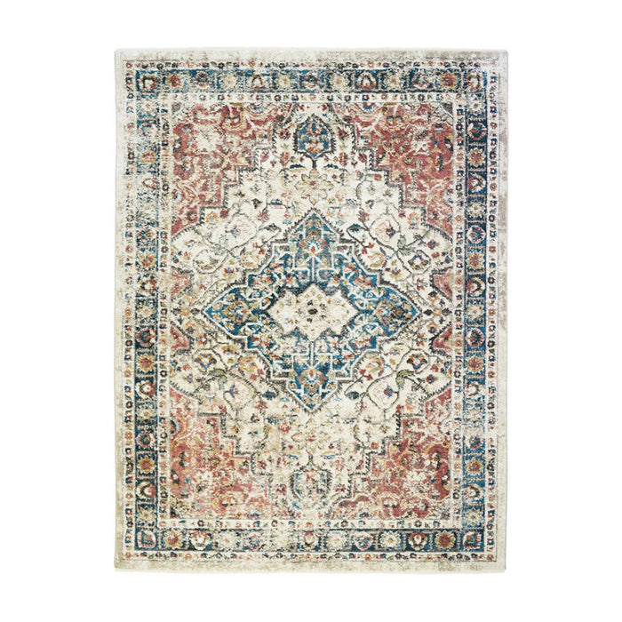 8' x 10' Oriental Distressed Area Rug With Fringe - Beige