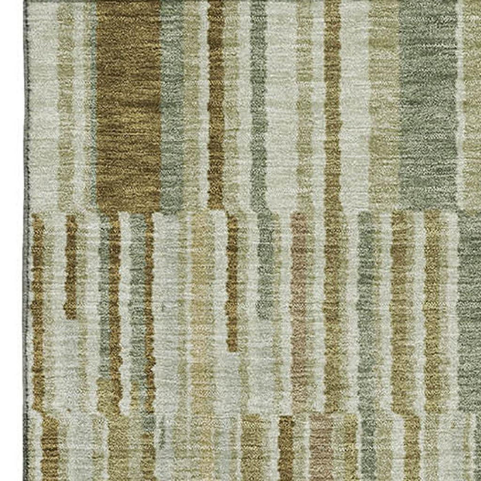 10' X 14' Striped Washable Area Rug With UV Protection (717881) - Khaki / Beige