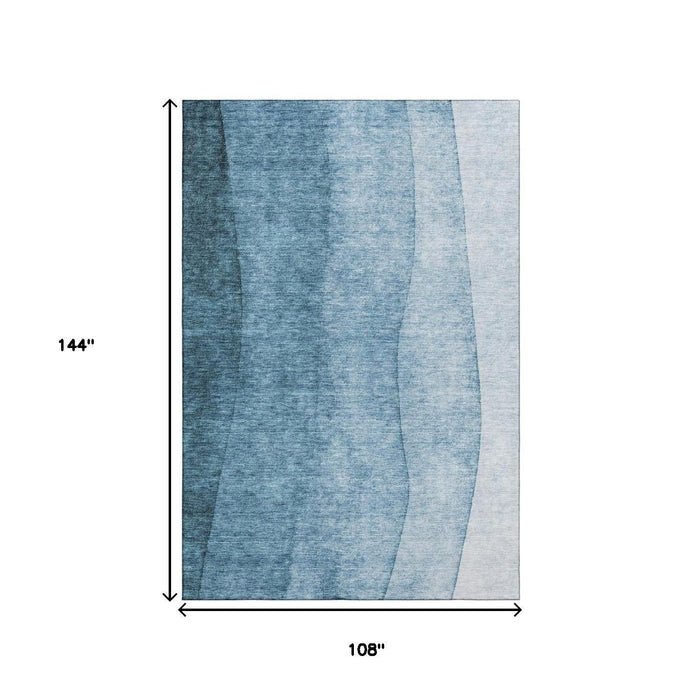9' X 12' Ombre Washable Area Rug With UV Protection (652718) - Blue / Ivory