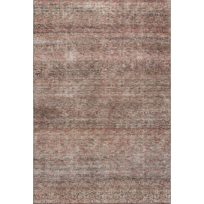 10' X 14' Striped Washable Area Rug With UV Protection (688147) - Coral / Gray / Silver