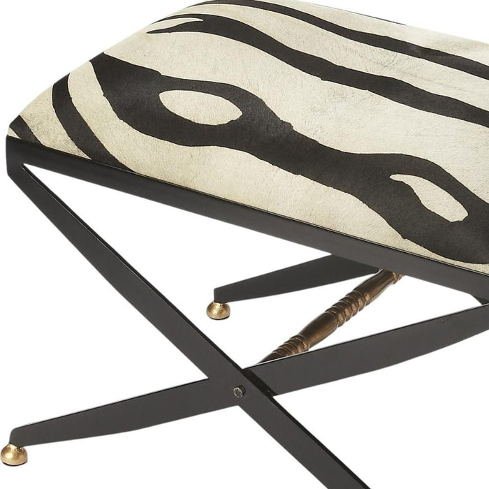 Cotton Blend And Black Ottoman - Black / White