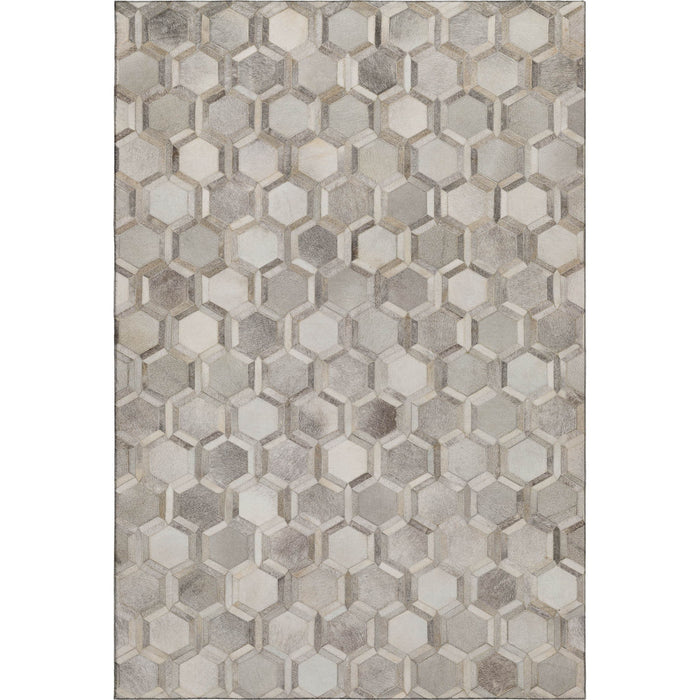 8' X 10' Geometric Washable Area Rug With UV Protection (644632) - Gray / Ivory / Beige