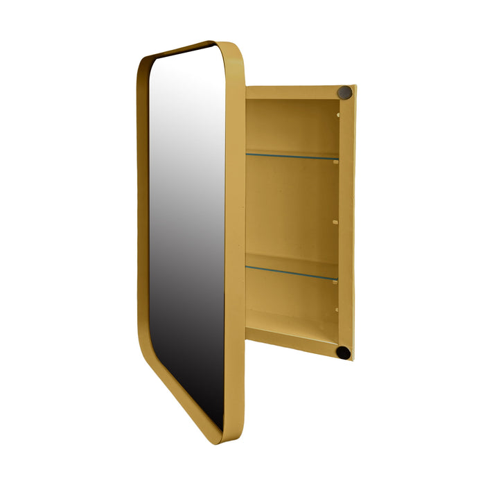 Giga recessed metal framed medicine cabinet with mirror and adjustable shelves, wall-mounted bathroom storage with mirrored door
