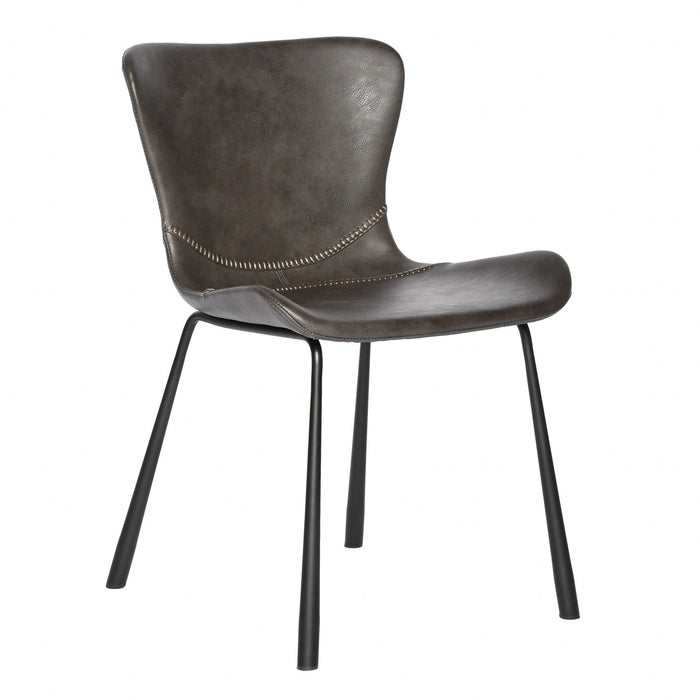 Upholstered Leather Dining Chairs (Set of 2) - Gray
