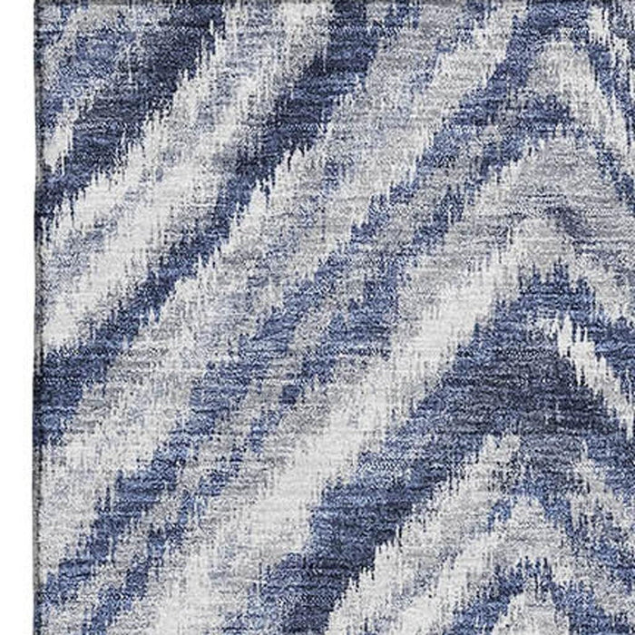 8' X 10' Geometric Washable Area Rug With UV Protection - Blue / Gray