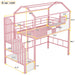 Giga metal loft bed with roof design, storage box, guardrails, and integrated ladder, ideal for compact bedroom spaces.