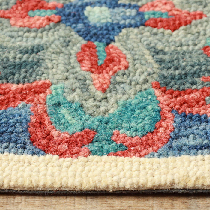 8' x 10' Wool Geometric Tufted Stain Resistant Area Rug - Blue And Rust