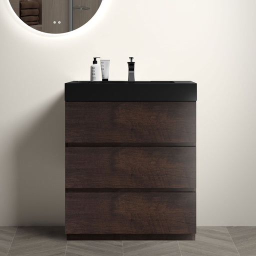 Giga Alice bathroom vanity with large storage, freestanding design, one-piece sink basin, modern style, without drain or faucet.