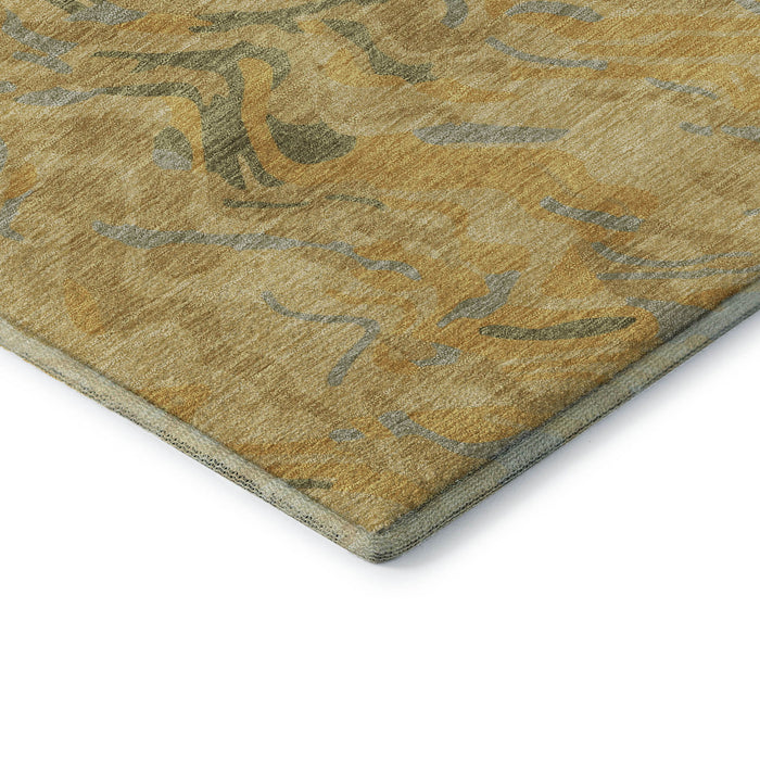 10' X 14' Abstract Washable Area Rug With UV Protection (681443) - Gold / Gray / Olive Green