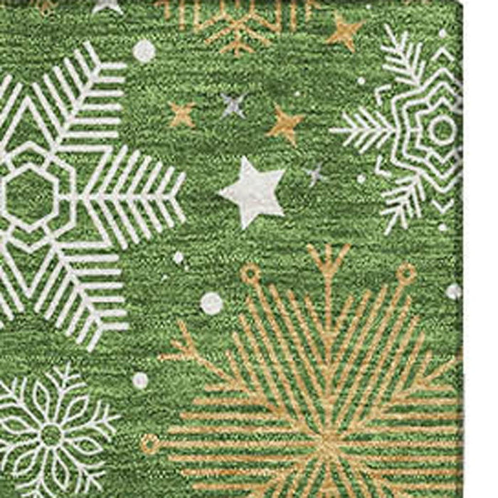 10' X 14' Abstract Geometric Washable Area Rug With UV Protection (702268) - Green / Ivory / Gold