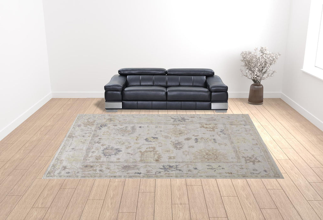 12' x 15' Floral Hand Knotted Stain Resistant Area Rug - Tan Ivory And Orange