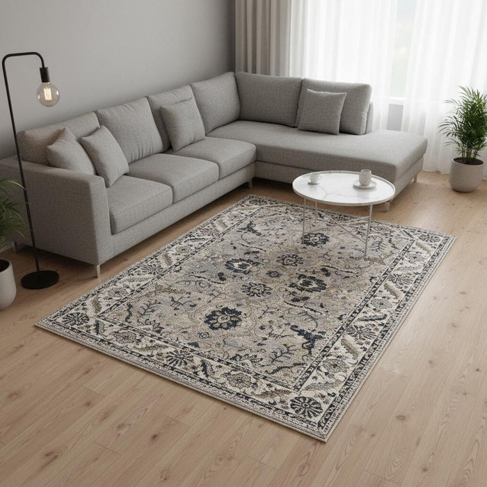 8' X 10' Medallion Area Rug (660315) - Beige / Gray / Black