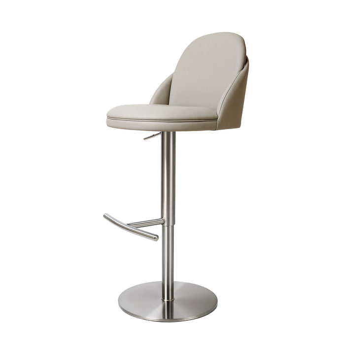 Faux Leather Adjustable Height Swivel Bar Chair - Gray / Silver