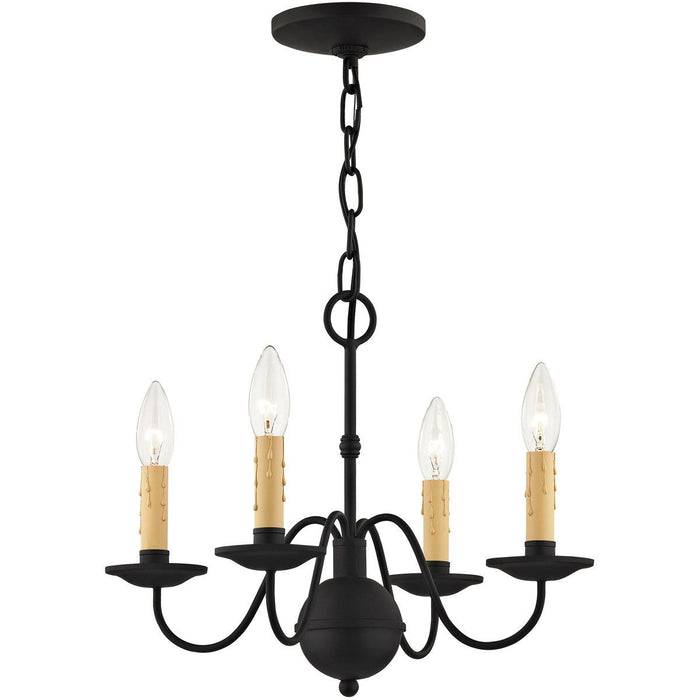 Four Light Metal Dimmable Chandelier With Shades - Black