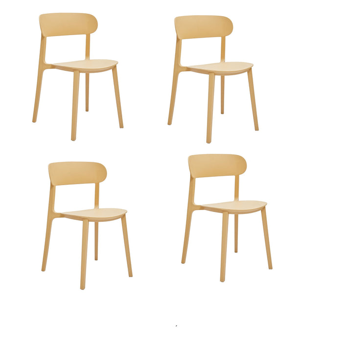 Heavy Duty Plastic Open Back Dining Side Chairs (Set of 4) - Yellow