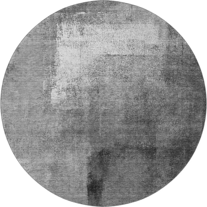 8' Abstract Washable Round Rug With UV Protection - Gray And Charcoal