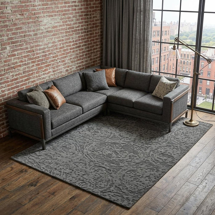 9' X 13' Abstract Hand Woven Area Rug (744413) - Gray / Black