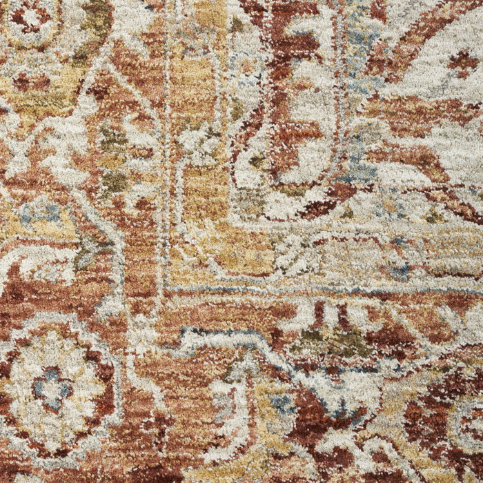 8' X 10' Oriental Distressed Area Rug (550768) - Ivory / Red