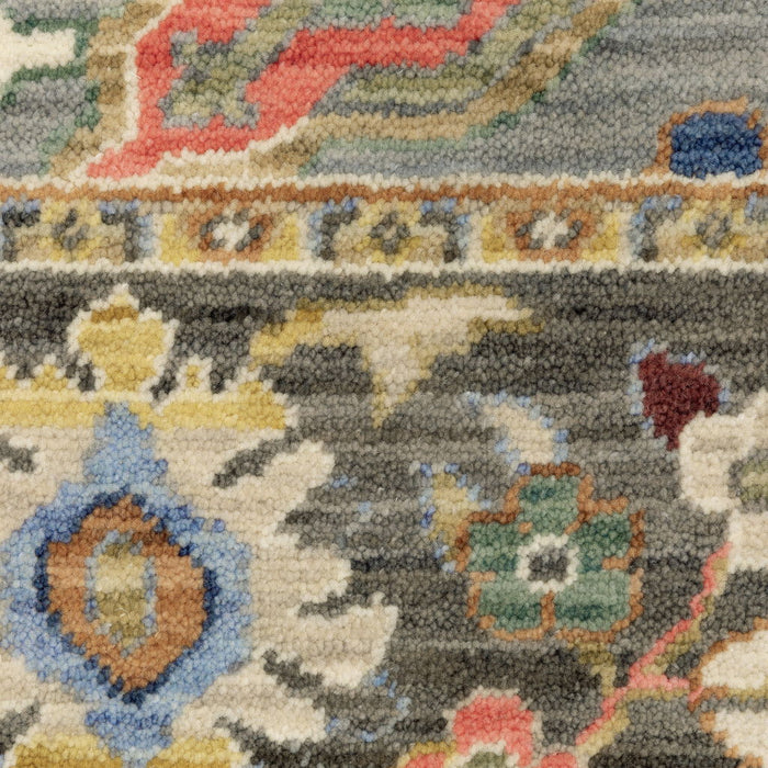 8' x 11' Oriental Power Loom Stain Resistant Area Rug With Fringe - Blue Gray Gold Green Pink Orange Ivory And Red