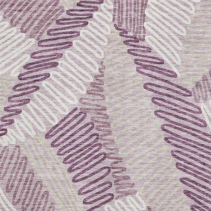 10' X 14' Floral Washable Area Rug With UV Protection (671906) - Lavender / Ivory / Beige
