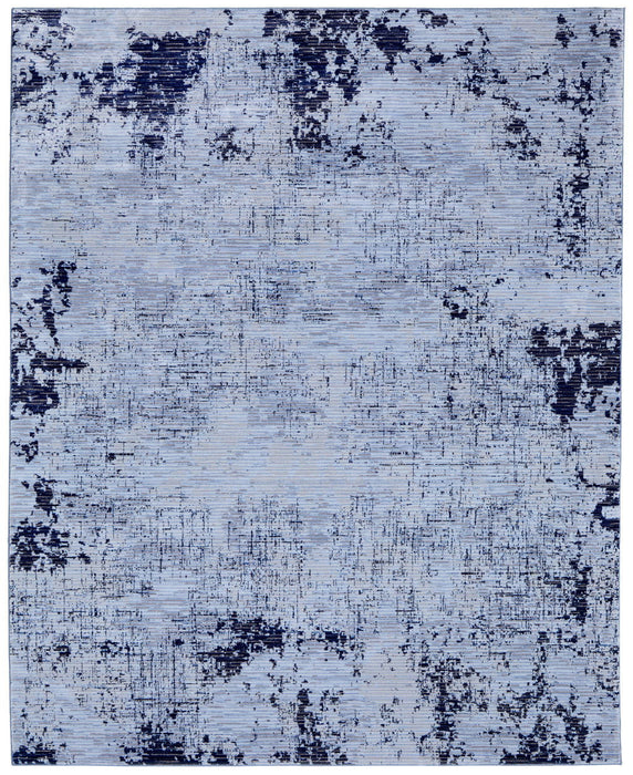 9' x 13' Abstract Power Loom Area Rug - Light Blue And Black