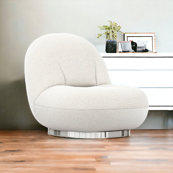 Boucle Slipper Chair - White And Silver