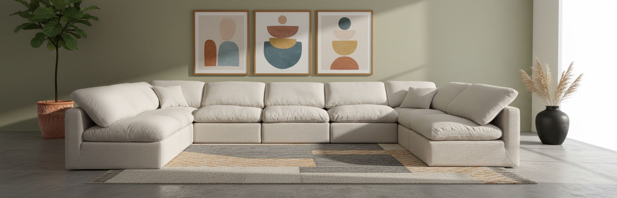 Indulge - Linen 7 Piece Modular U-Shaped Sectional