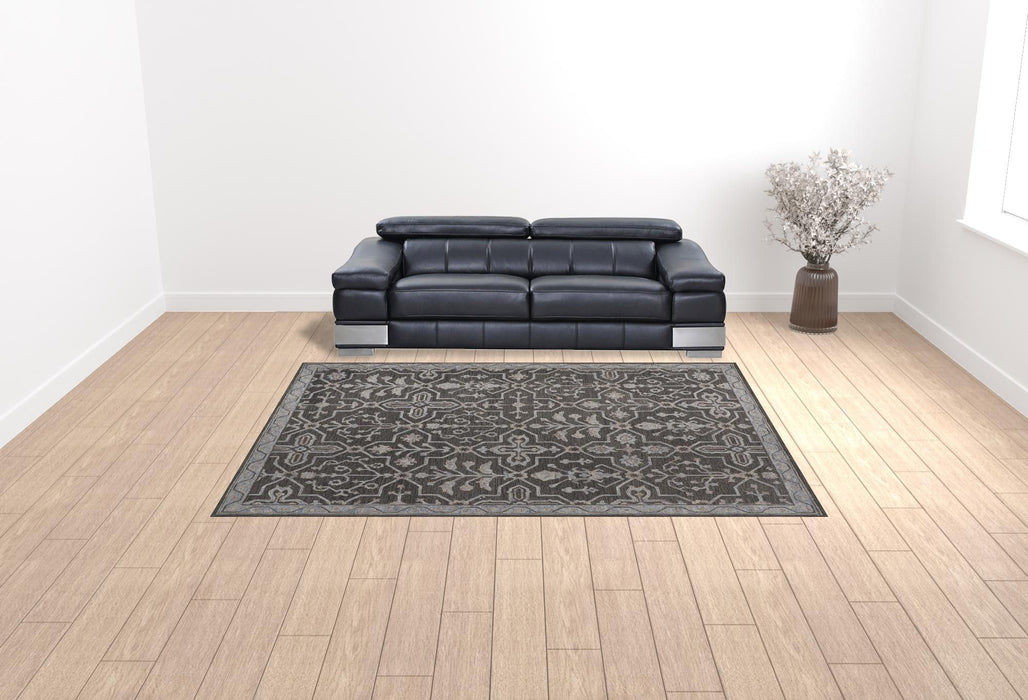 9' x 12' Wool Floral Tufted Handmade Stain Resistant Area Rug - Gray Blue And Ivory