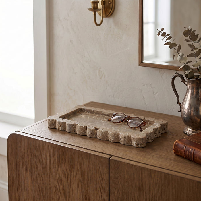 Elegant marble tray by Meridian Furniture, featuring a sleek, polished surface perfect for serving or decorative use.