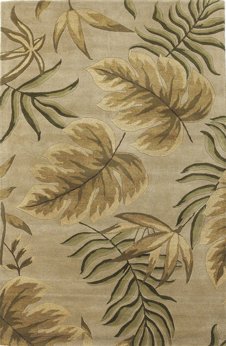 8' x 11' Hand Tufted Tropical Leaves Indoor Area Rug - Sand Beige