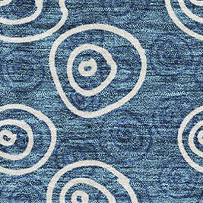 9' X 12' Polka Dot Washable Area Rug With UV Protection - Blue And Ivory