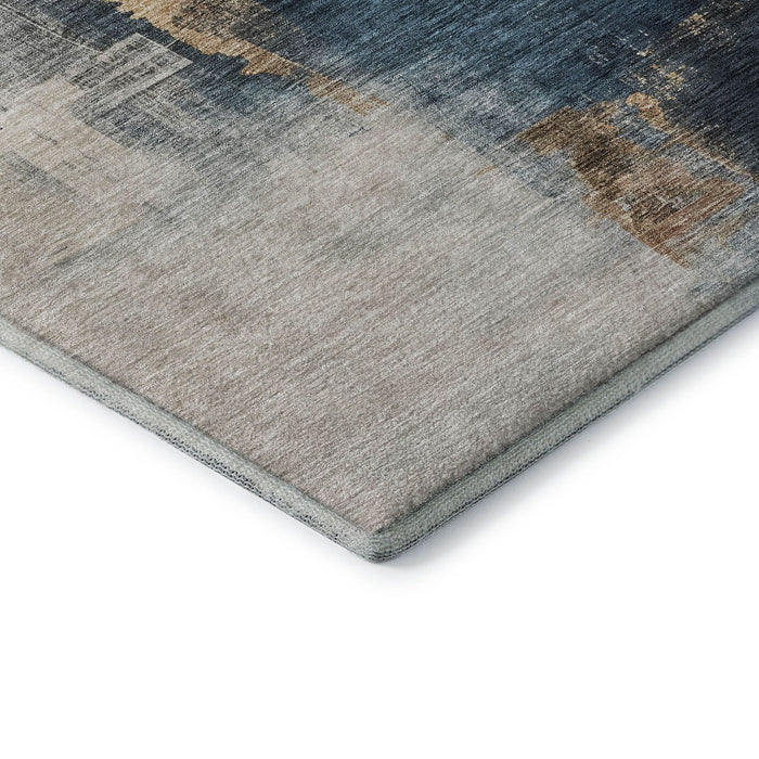 10' X 14' Abstract Washable Area Rug With UV Protection (683602) - Taupe / Blue