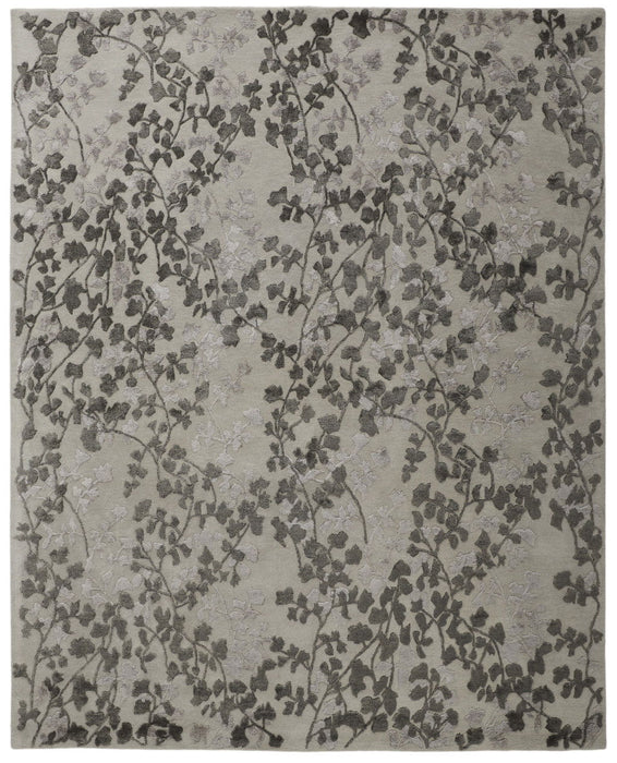 8' x 10' Floral Hand Tufted Area Rug - Gray And Silver
