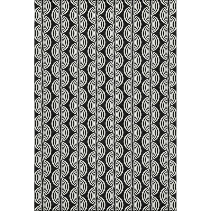 10' X 14' Ogee Washable Area Rug With UV Protection (682685) - Black / Ivory