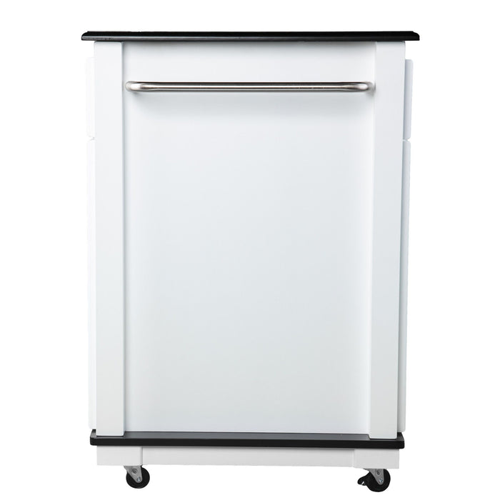 39" Rolling Kitchen Island With Storage - Black / White
