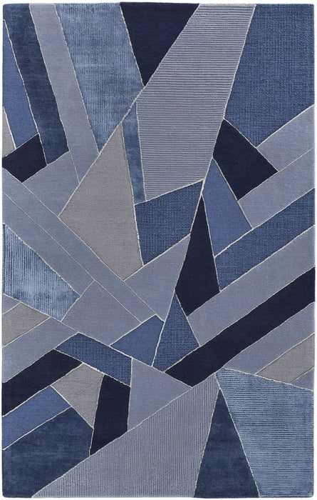 9' x 12' Wool Geometric Tufted Handmade Area Rug - Silver And Blue