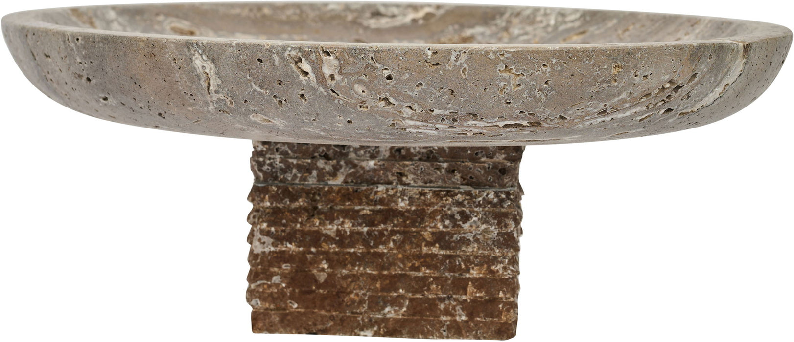 Genuine travertine bowl from Meridian Furniture's Colannade collection, showcasing natural stone texture and elegant design.