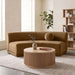 Velvet performance fabric armless sofa by Meridian Furniture, featuring a sleek stationary design with plush upholstery.
