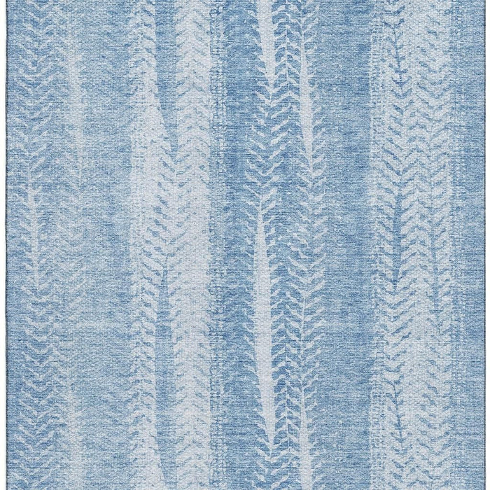 10' X 14' Striped Washable Area Rug With UV Protection (656537) - Sky Blue / Ivory
