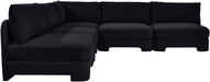 Hammond velvet performance fabric 5-piece armless sectional sofa by Meridian Furniture, showcasing plush upholstery and modern design.